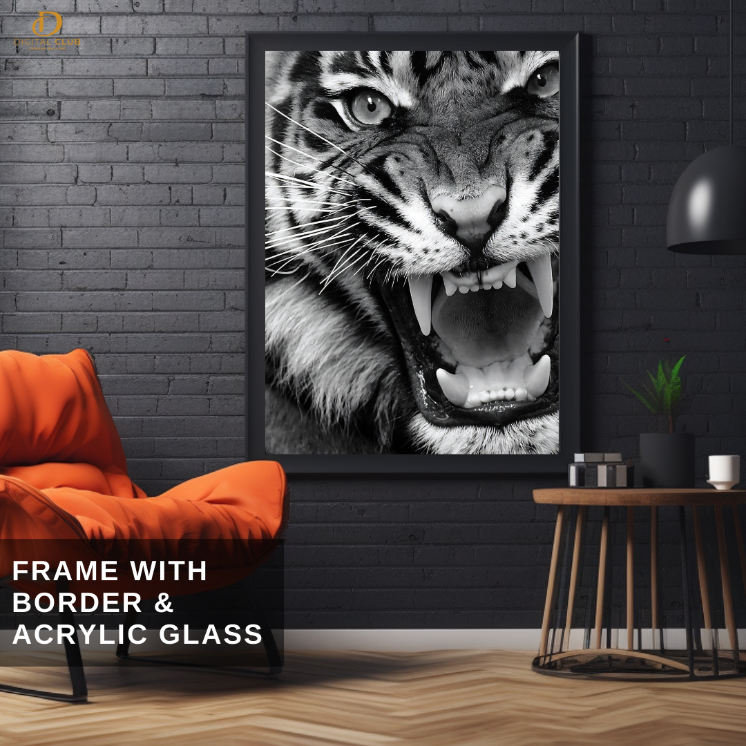 Tiger - B&W Artwork - Premium Wall Art