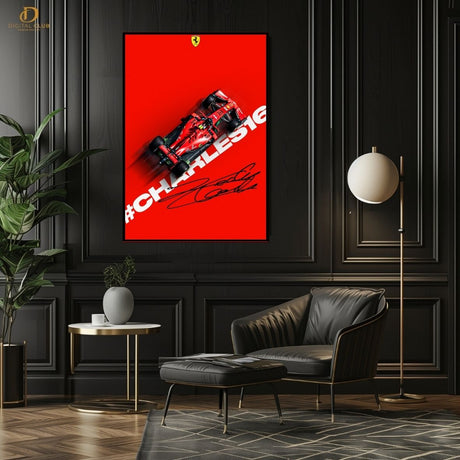 CHARLES SIGNED - F1 CAR - Premium Wall Art