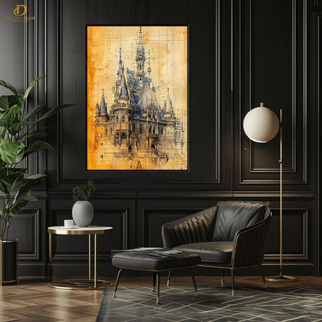 Castle Sketch -Artwork- Premium Wall Art - Art Digital Club