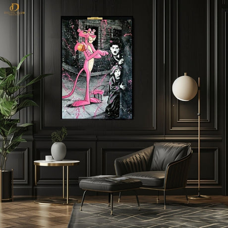 Pink Panther x Charlie - Pop Art- Premium Wall Art