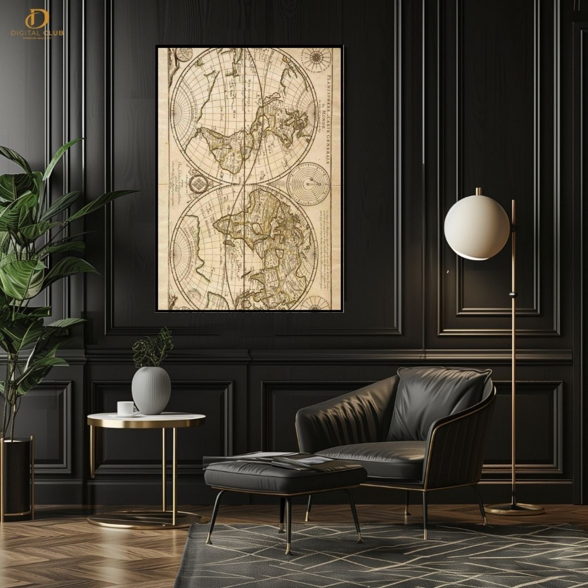 World Maps -Sketch- Premium Wall Art - Art Digital Club