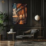 Pirate Ship Sunset - Premium Wall Art