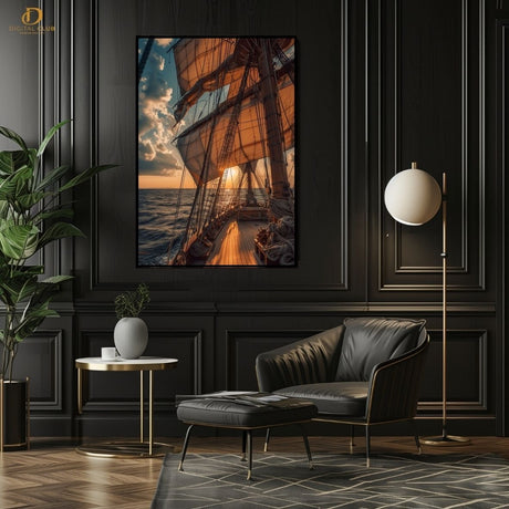 Pirate Ship Sunset - Premium Wall Art