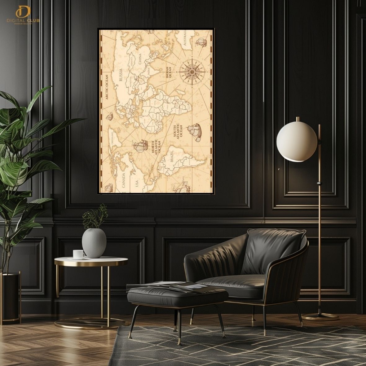 Ocean Map- Premium Wall Art - Art Digital Club