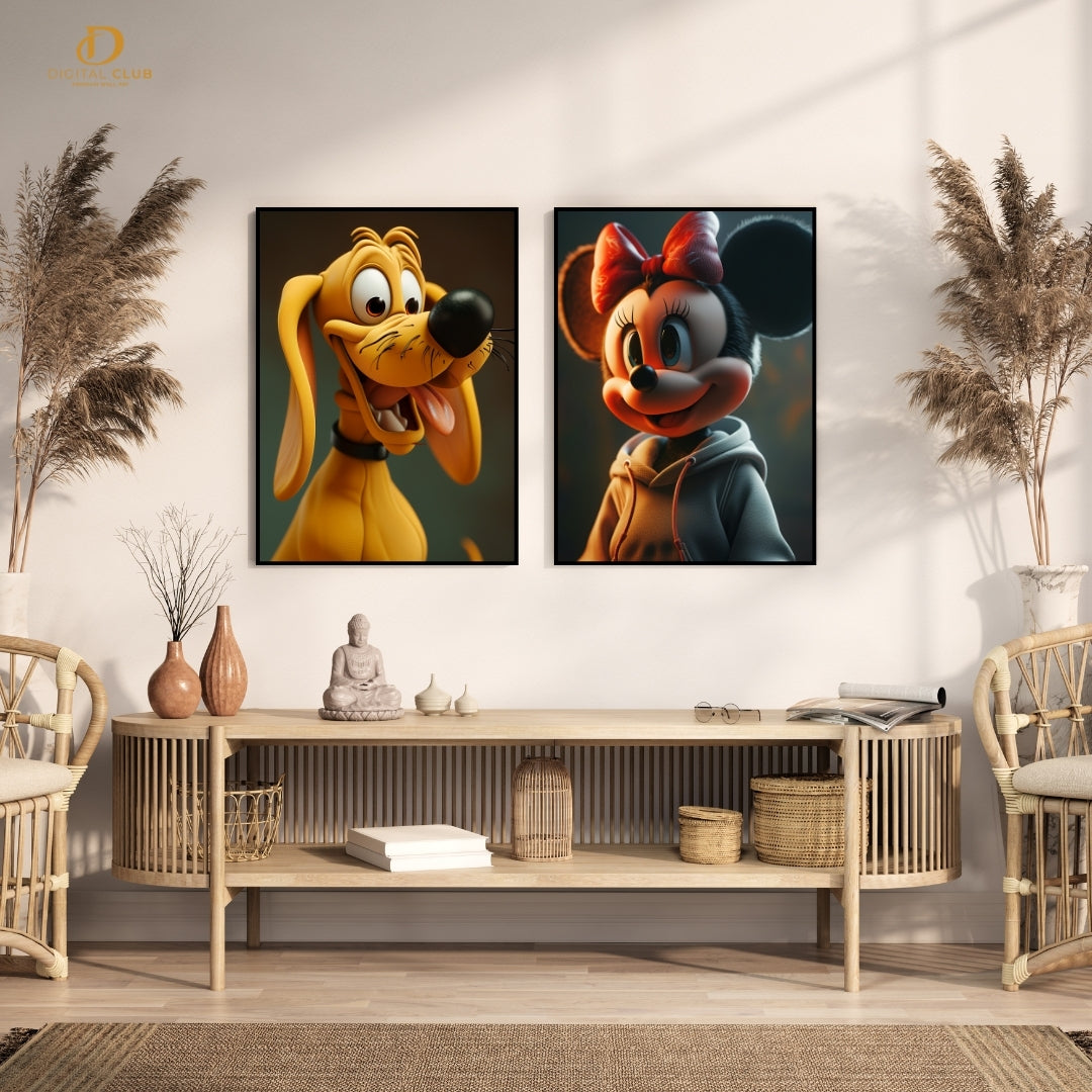 Minnie x Pluto Disney Artwork - 2 Panel Wall Art