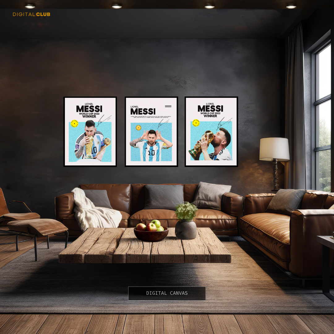 Messi Champ Artwork - 3 Panel Wall Art