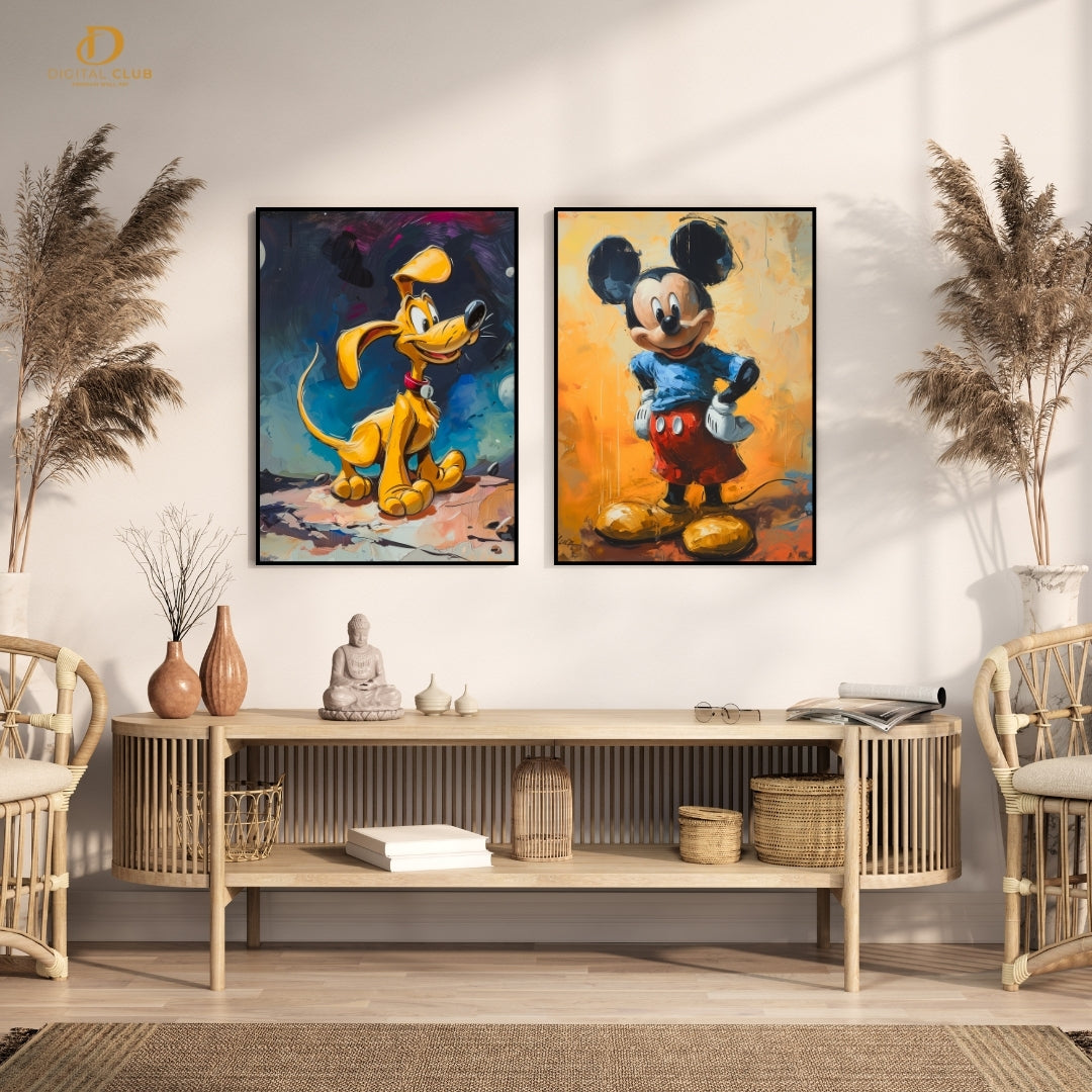 Mickey x Pluto Disney Artwork - 2 Panel Wall Art