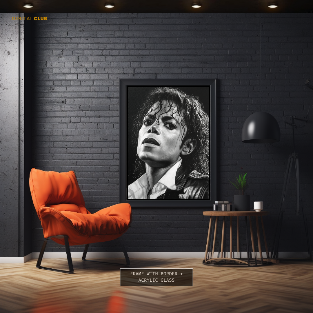 Michael Jackson Black & White Premium Wall Art