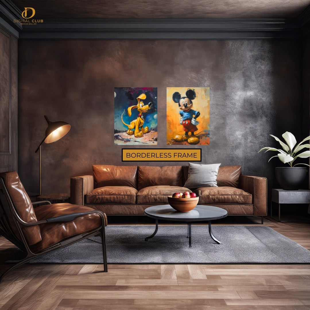 Mickey x Pluto Disney Artwork - 2 Panel Wall Art