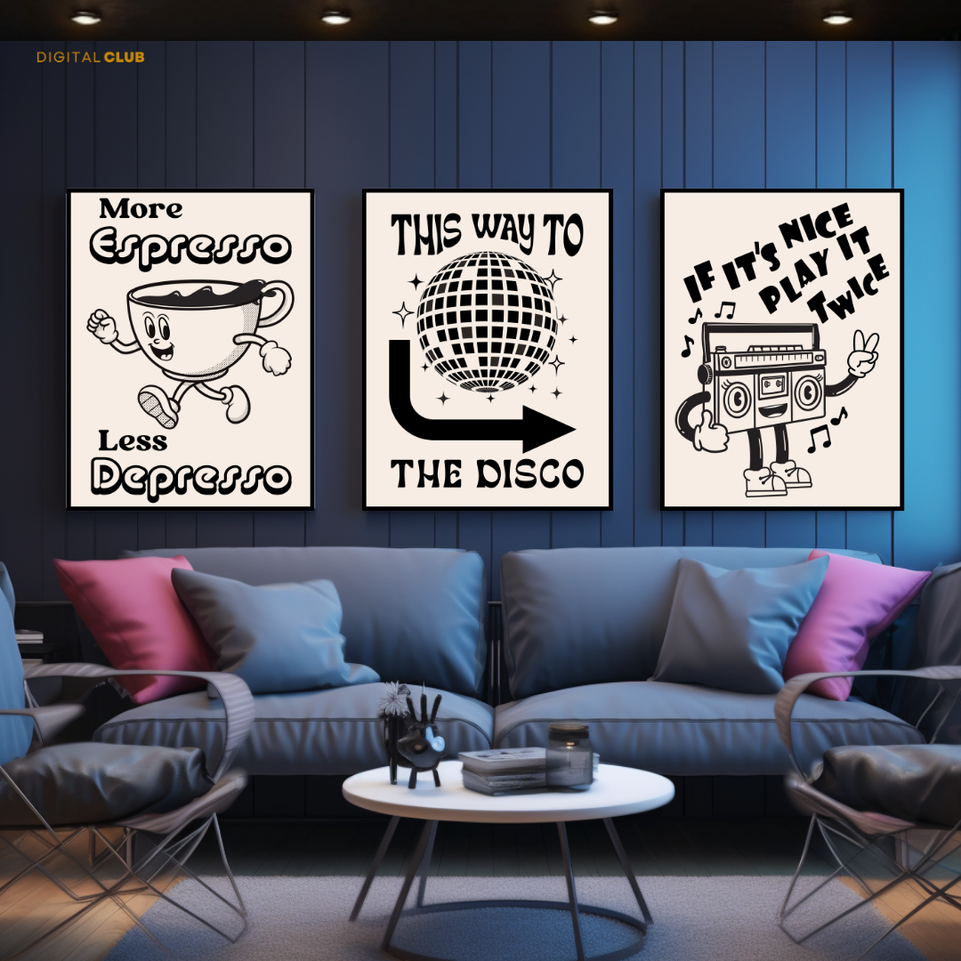 This Way to Disco Artwork - 3 Panel Wall Art