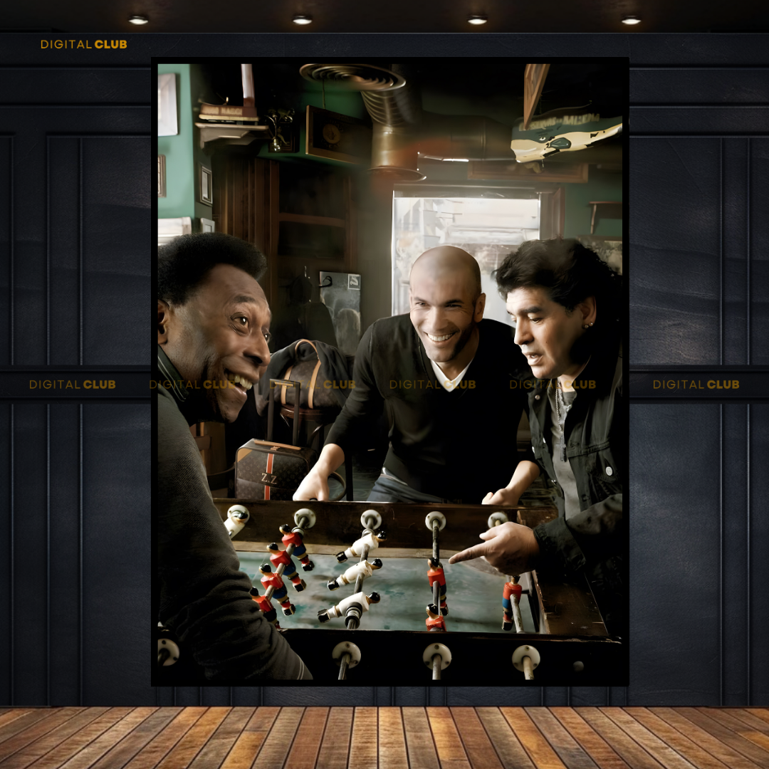 Pele, Maradona & Zidane Football Premium Wall Art