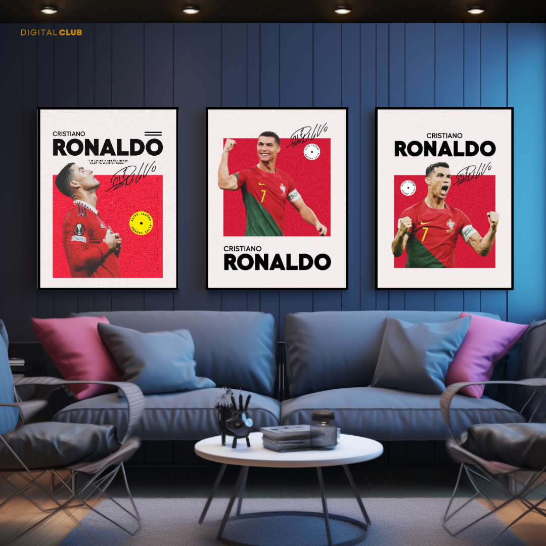 CR7 Signed Memorabilia - 3 Panel Wall Art