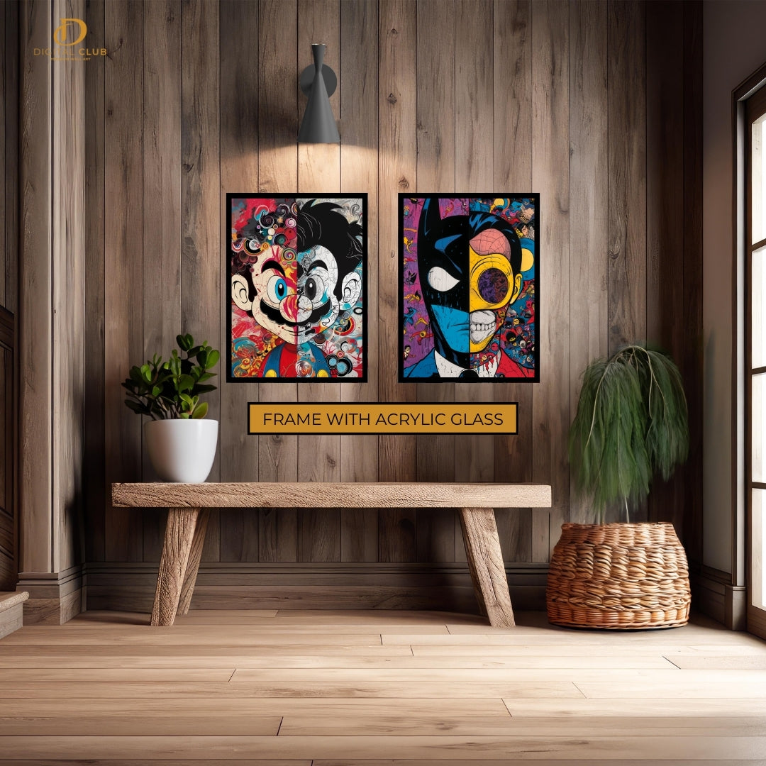 Mario x Batman Pop Art - 2 Panel Wall Art