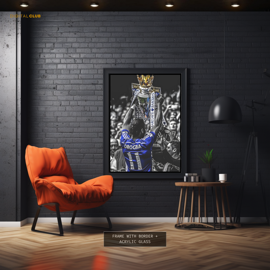 Drogba Chelsea Champs - Football - Premium Wall Art