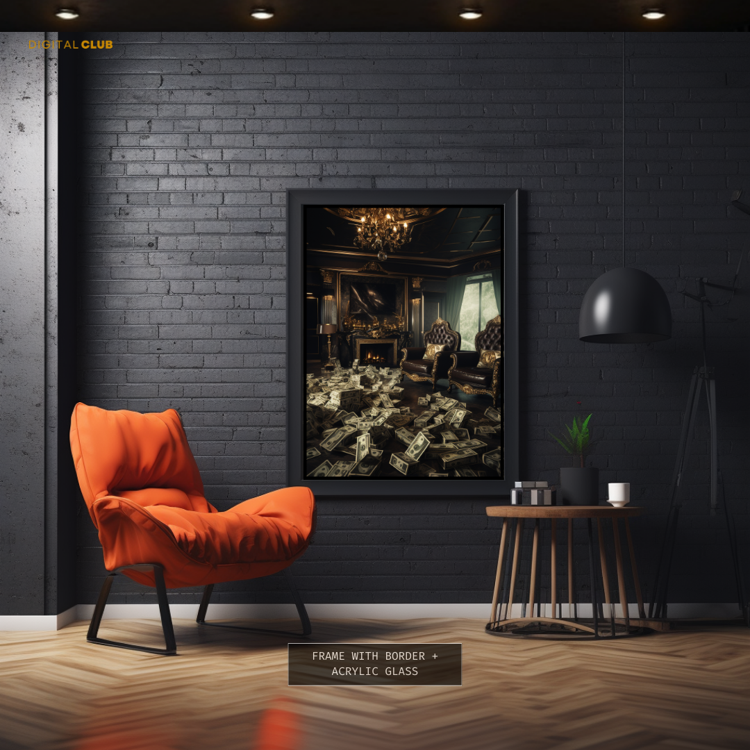 Luxury Room with Dollar Bills  Premium Wall Art