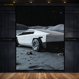 Tesla CYBER TRUCK On Moon  Premium Wall Art