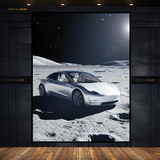 Tesla On Moon Premium Wall Art