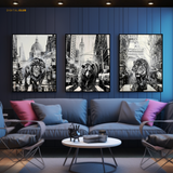 B&W Animal Artwork - 3 Panel Wall Art