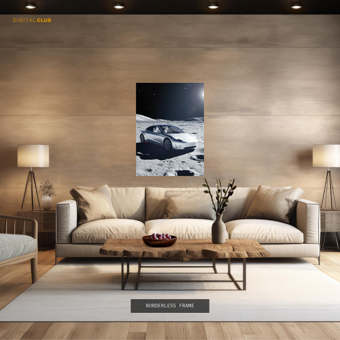 Tesla On Moon Premium Wall Art