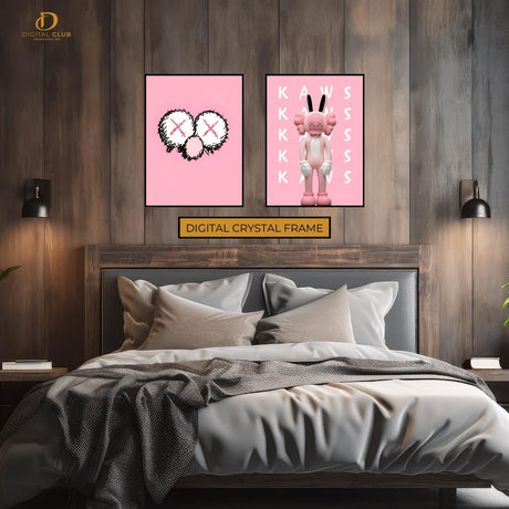 KAWS Figurine Pink - 2 Panel Wall Art