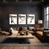 Tennis Legends Artwork - 3 Panel Wall Art