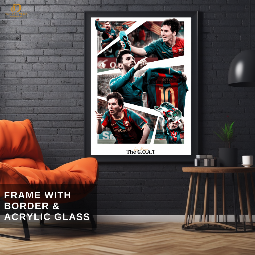 Lionel Messi GOAT - Football - Premium Wall Art