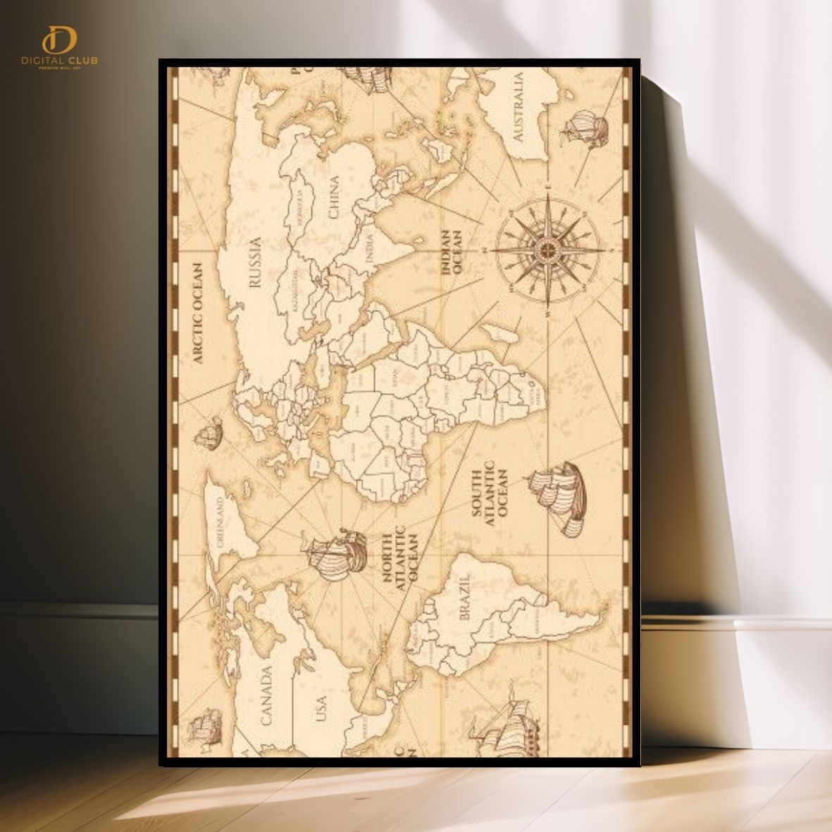 Ocean Map- Premium Wall Art - Art Digital Club