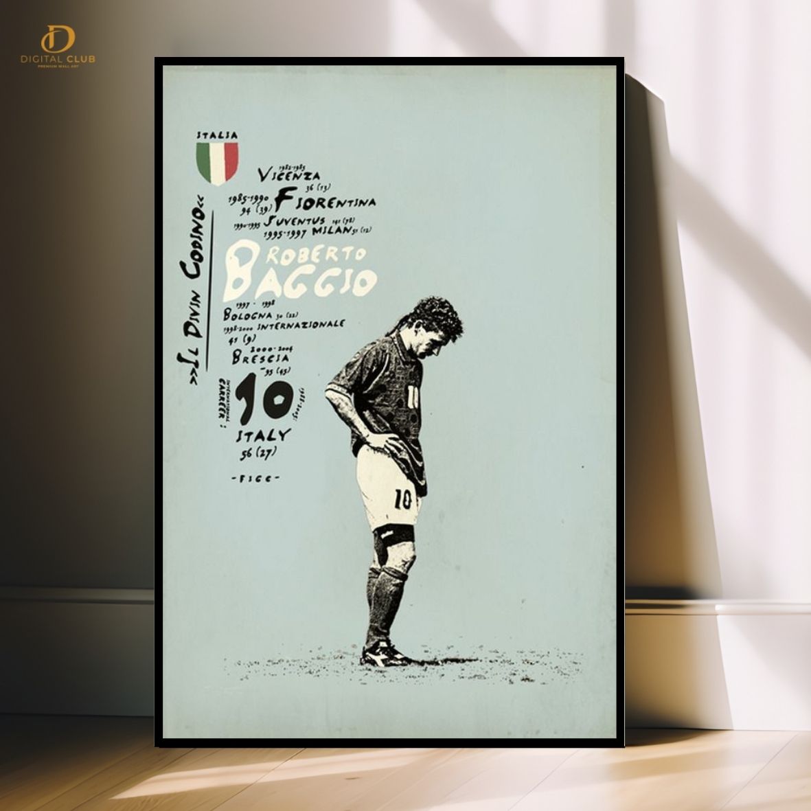 Roberto Baggio - Football - Premium Wall Art