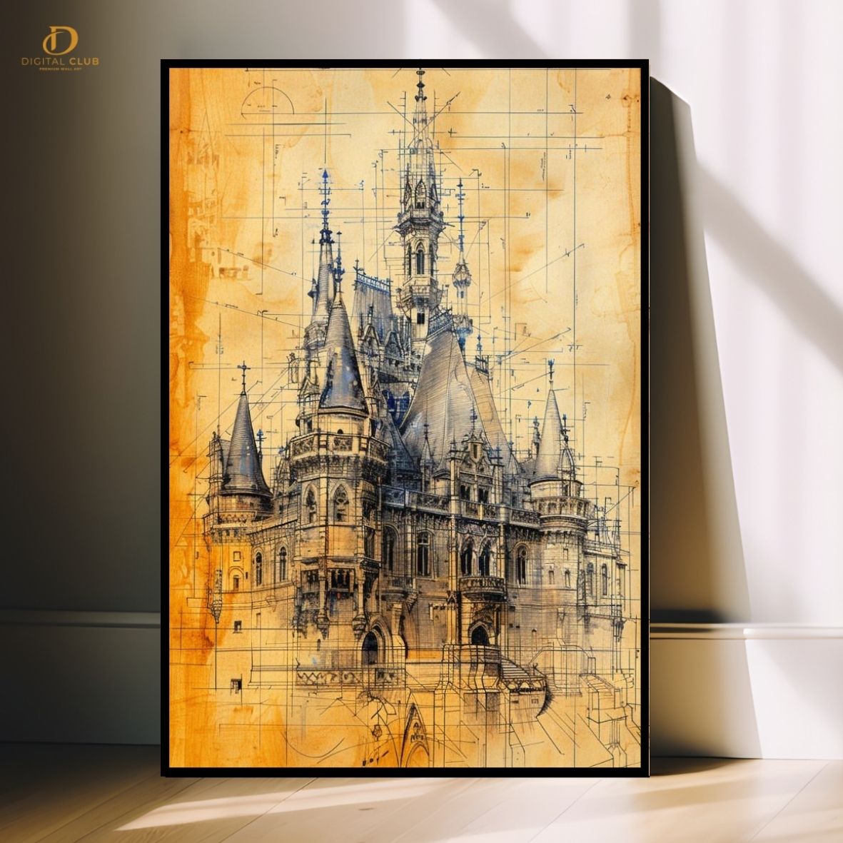 Castle Sketch -Artwork- Premium Wall Art - Art Digital Club