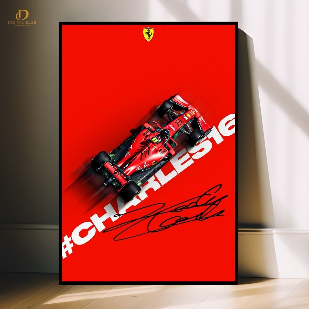 CHARLES SIGNED - F1 CAR - Premium Wall Art