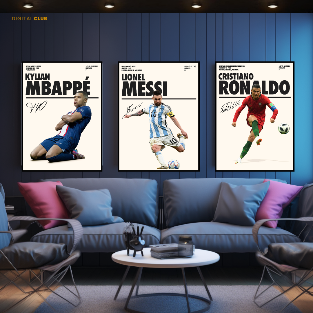 Football Legends Artwork - 3 Panel Wall Art