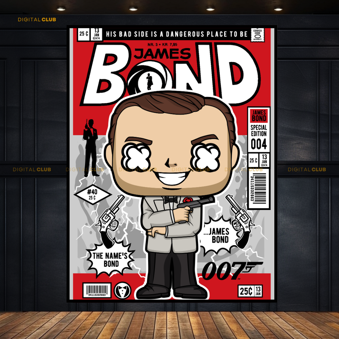 James Bond 007 Funko Pop Art Premium Wall Art