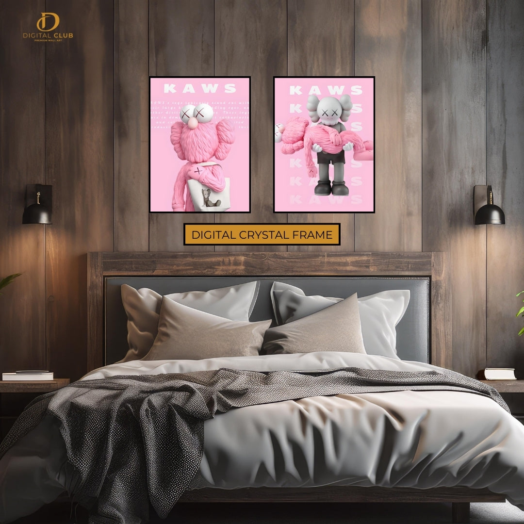 KAWS Figurine Pink 2 - 2 Panel Wall Art