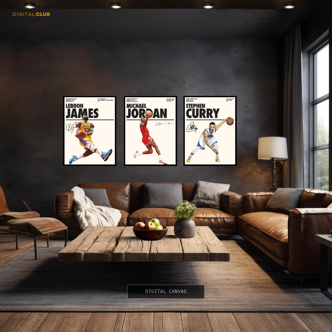 Basketball Legends Artwork - 3 Panel Wall Art