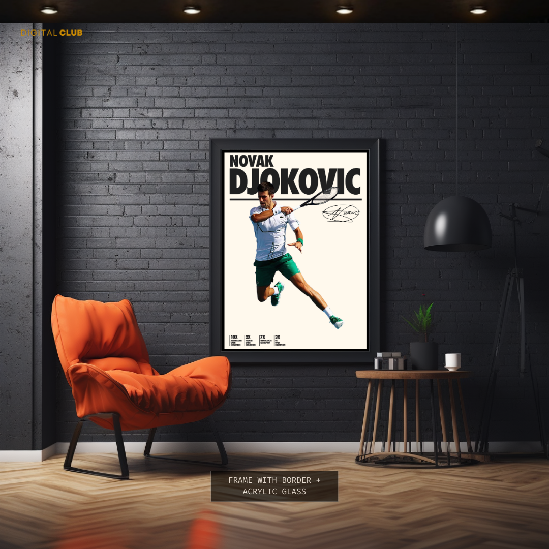 Novak Djokovic Signed Artwork - Premium Wall Art