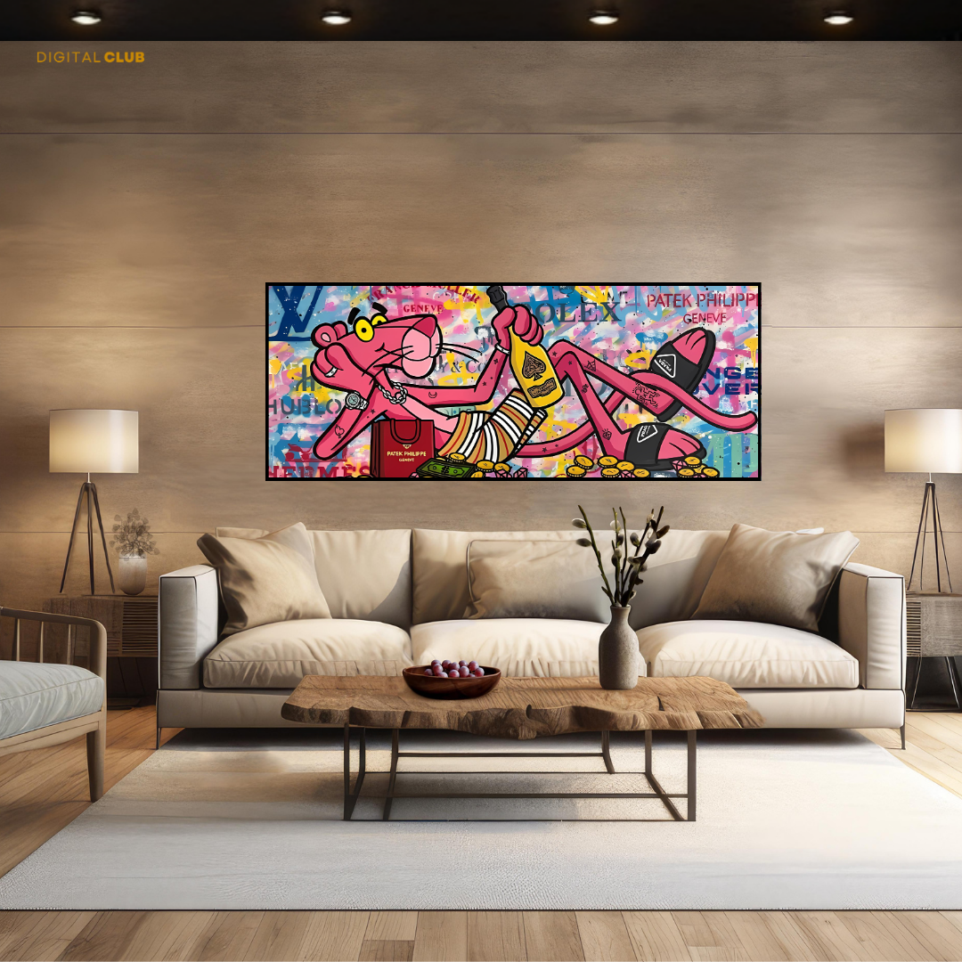 Pink Panther Dollar Bill Artwork - Ultra-Wide Wall Art