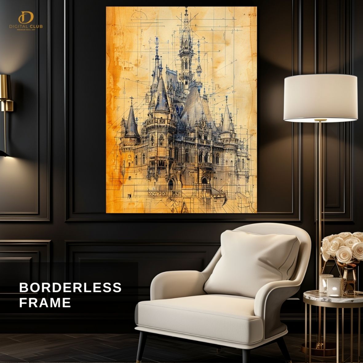 Castle Sketch -Artwork- Premium Wall Art - Art Digital Club