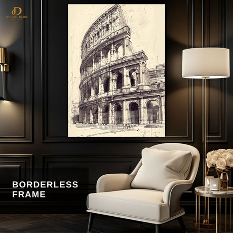 Colosseum Sketch -Rome- Premium Wall Art - Art Digital Club