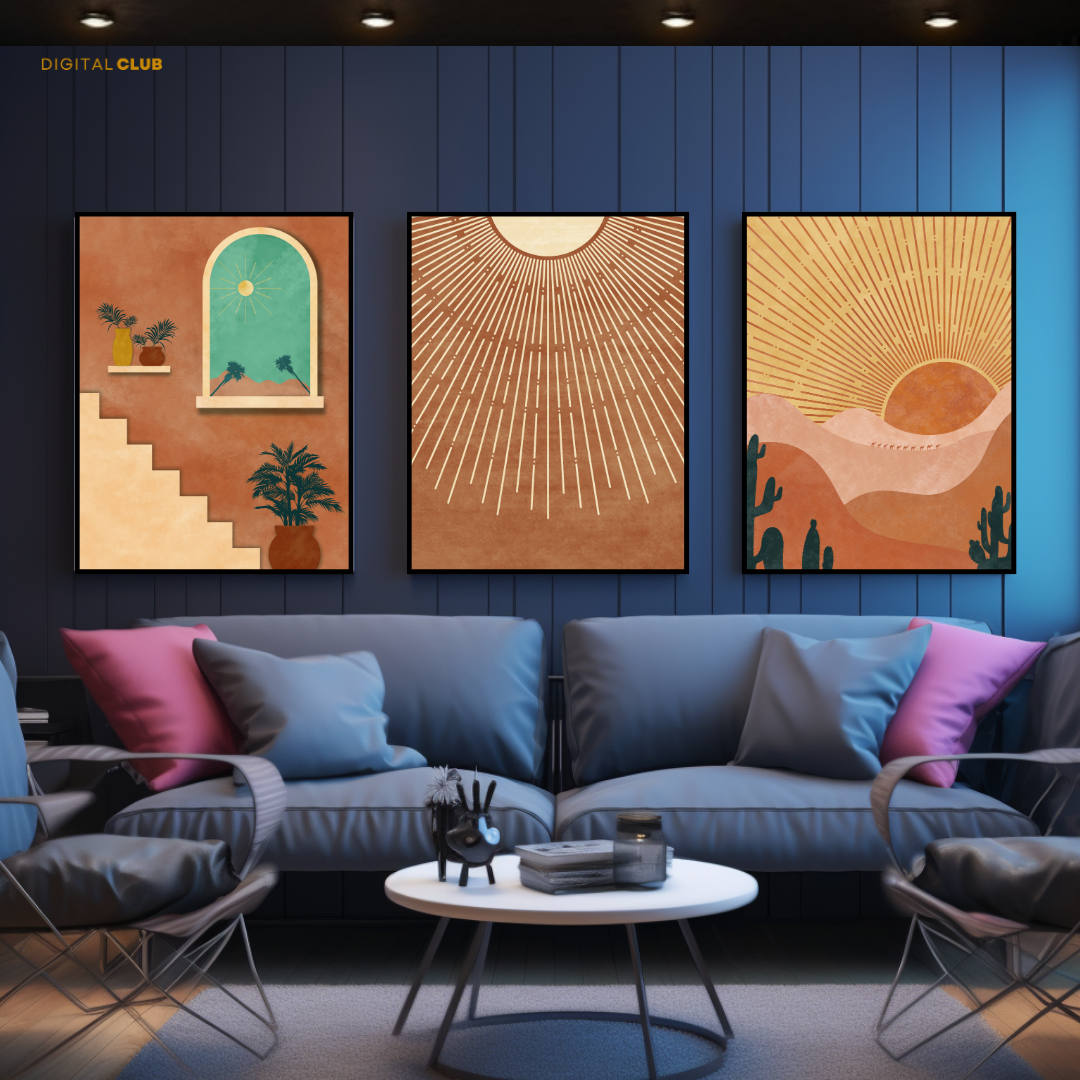 Boho Style Artwork 1 - 3 Panel Wall Art