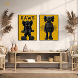 KAWS Figurine Yellow - 2 Panel Wall Art