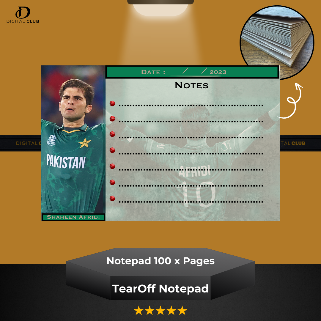 Shaheen Afridi - Weekly Planner - Tear-Off Notepad x 100 Pages