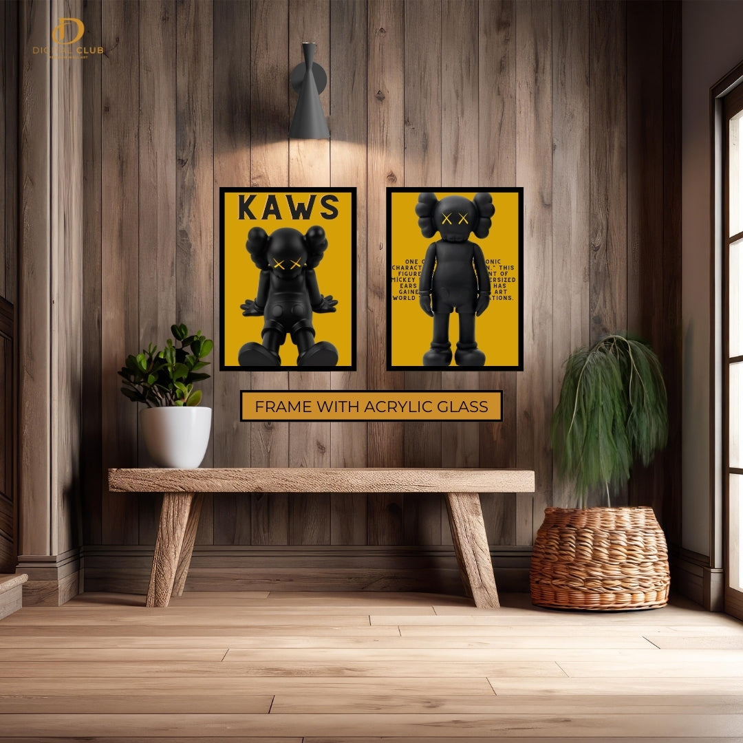 KAWS Figurine Yellow - 2 Panel Wall Art