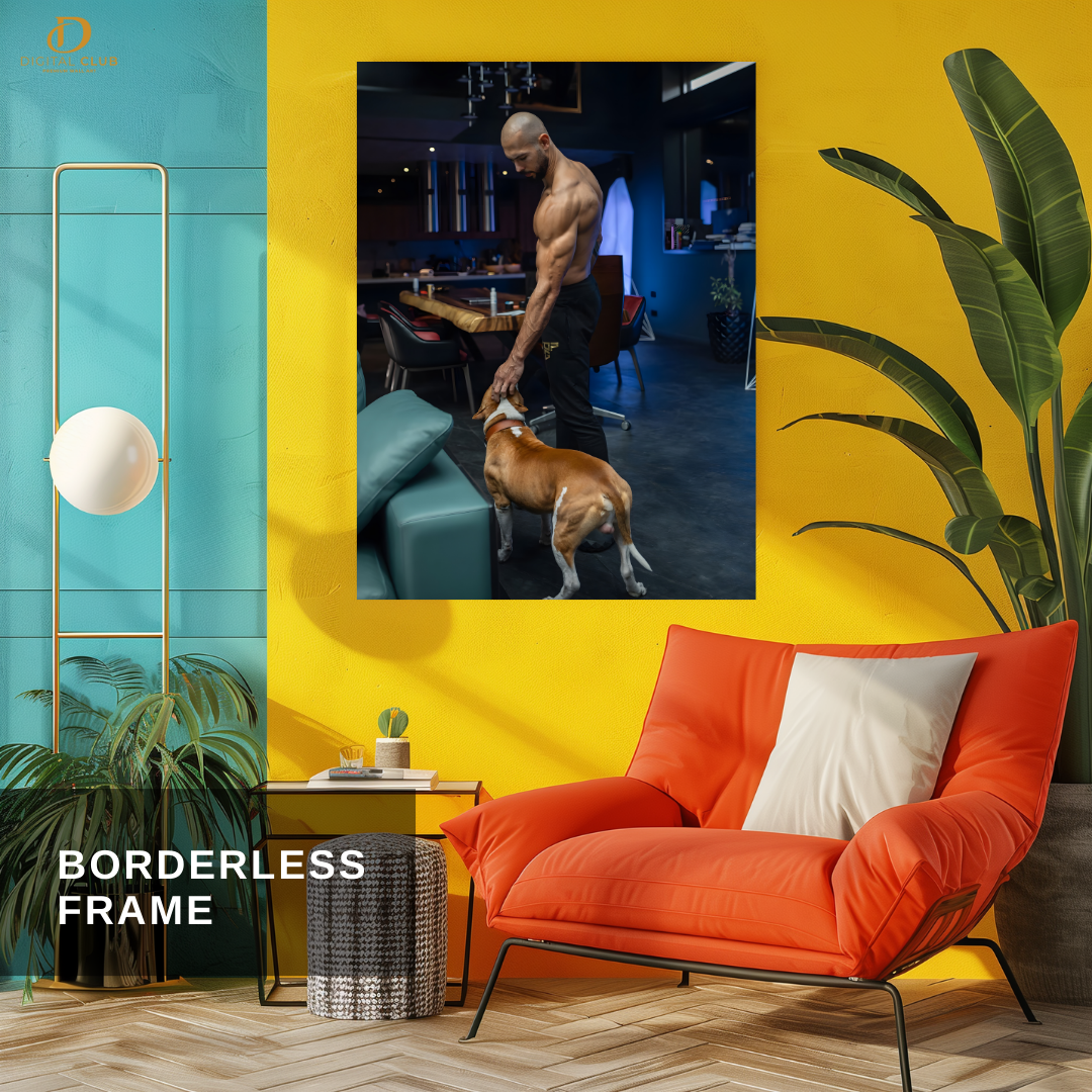 Andrew Tate with Dog - Artwork - Premium Wall Art