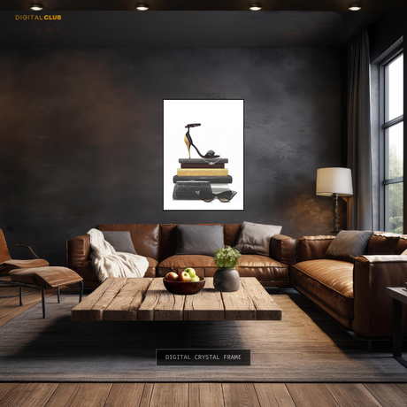 High Heel on Books Premium Wall Art