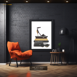 High Heel on Books Premium Wall Art