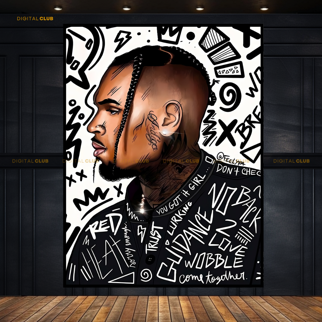 Chris Brown 1 - Music Artist - Premium Wall Art