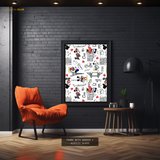 Mickey & Minnie in Paris Pattern Premium Wall Art