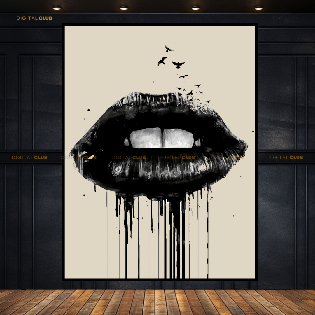 Black Lips Premium Wall Art