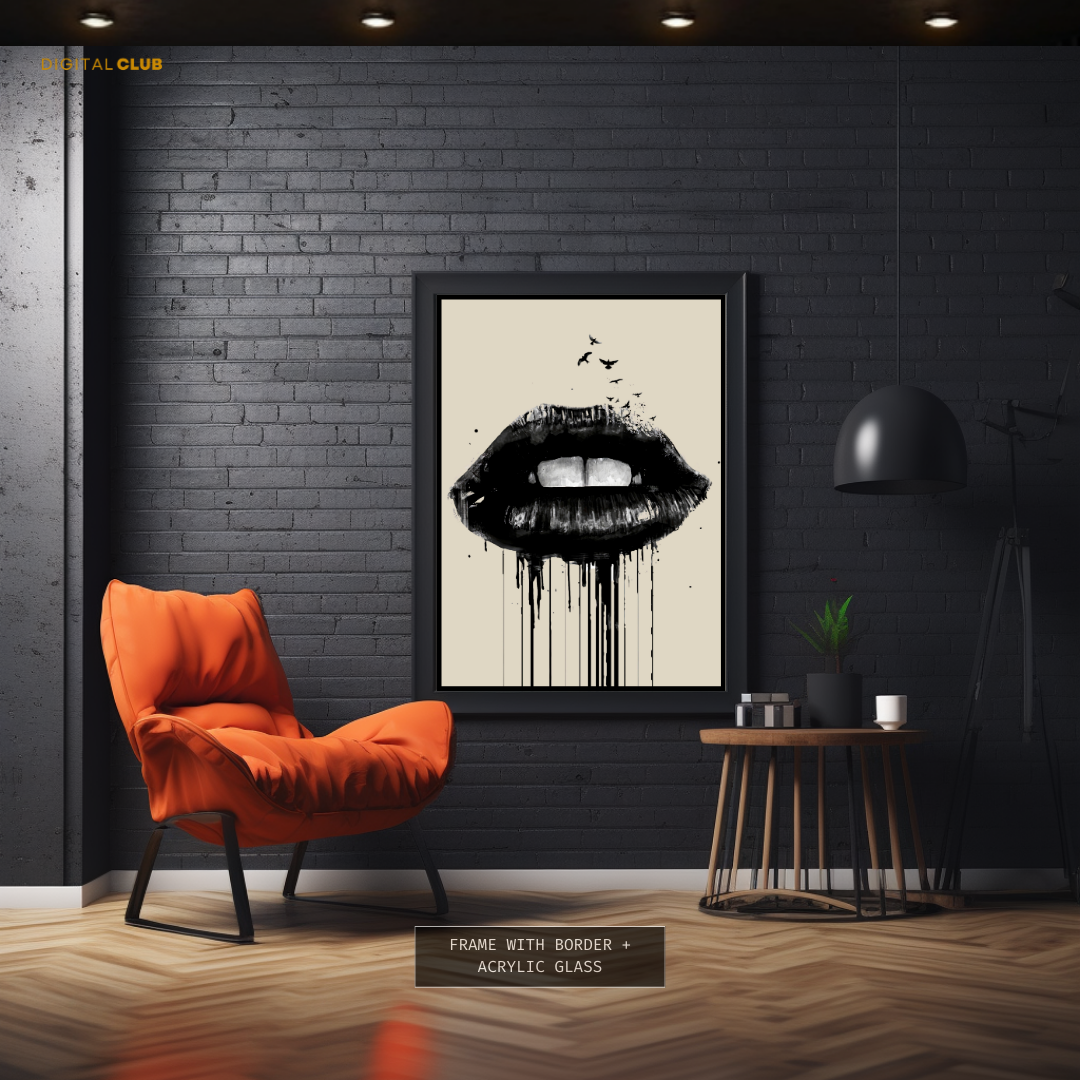 Black Lips Premium Wall Art