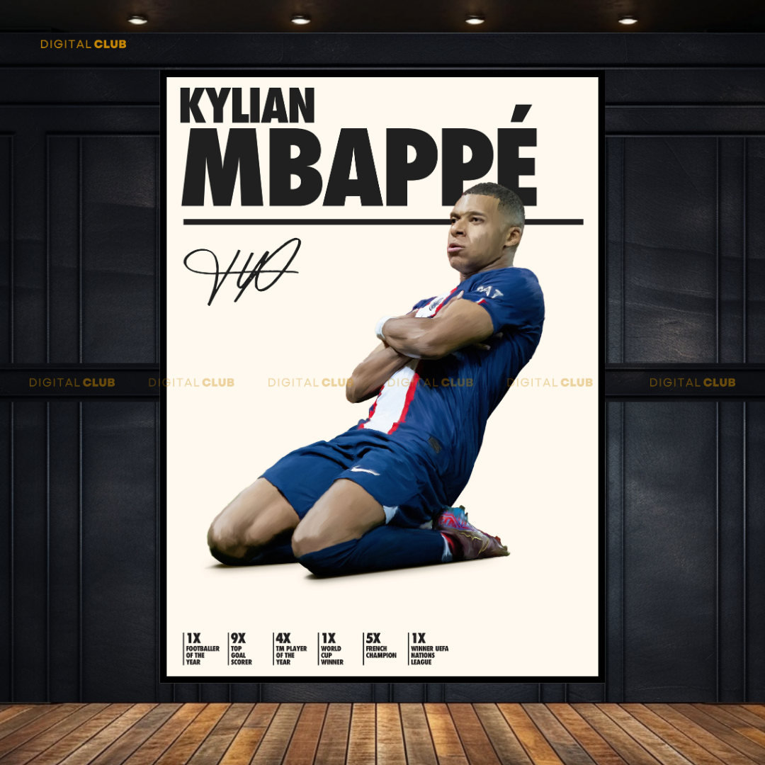 Kylian Mbappe Signed Artwork - Premium Wall Art